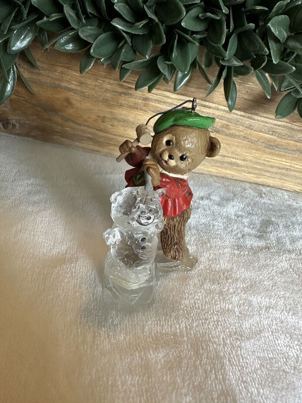 Hallmark 1981 The Ice Sculptor Bear Snowman Ornament Vintage Donna Lee